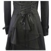 Women Steampunk Victorian Corset Riding Jacket Black Long Collared Ruffle Jacket Coat